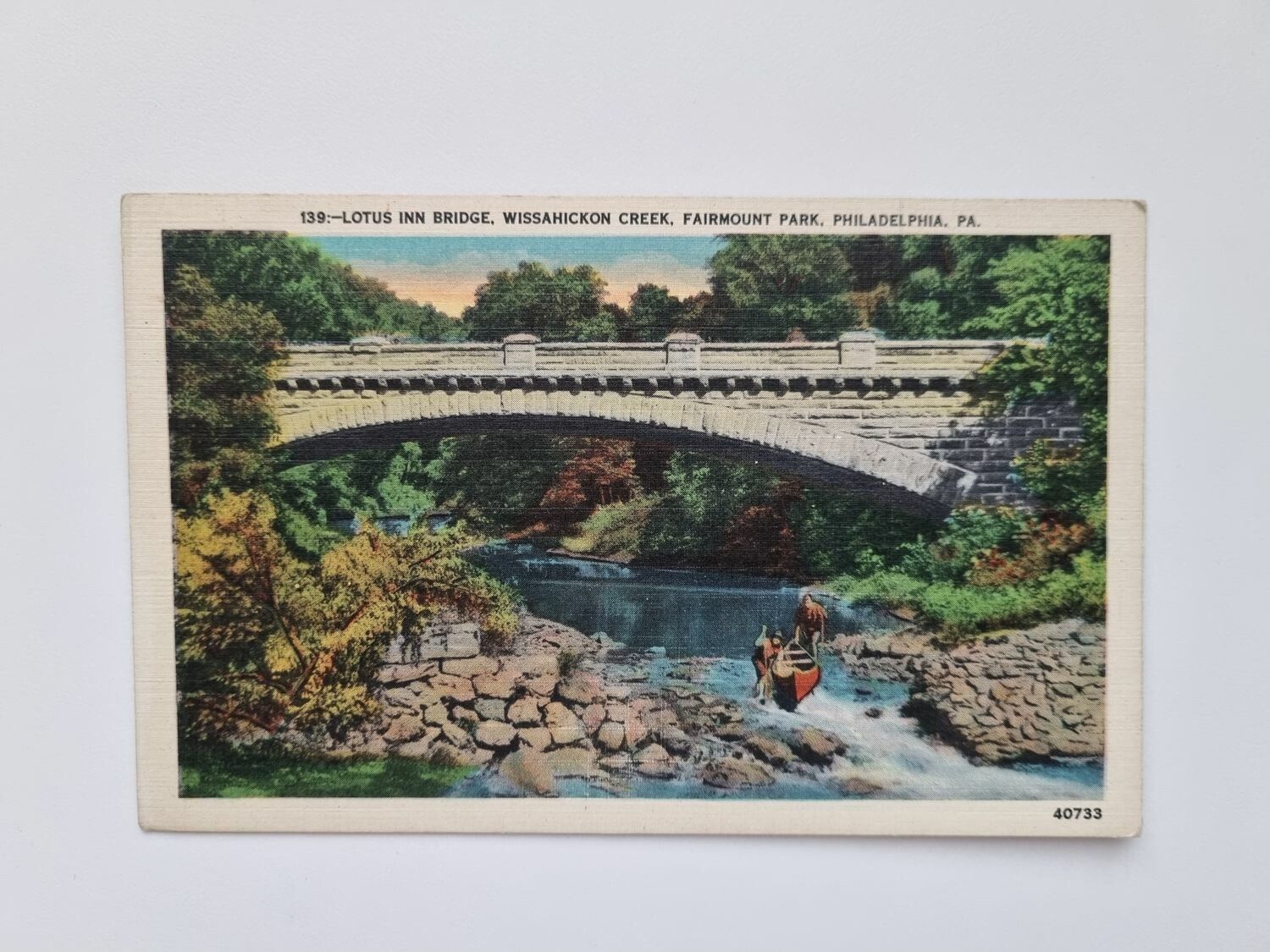 Vykort LOTUS INN BRIDGE, WISSAHICKON CREEK, FAIRMOUNT PARK, PHILADELPHIA