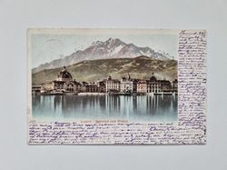 Vykort Luzern Bahnhof und Pilatus, 1900
