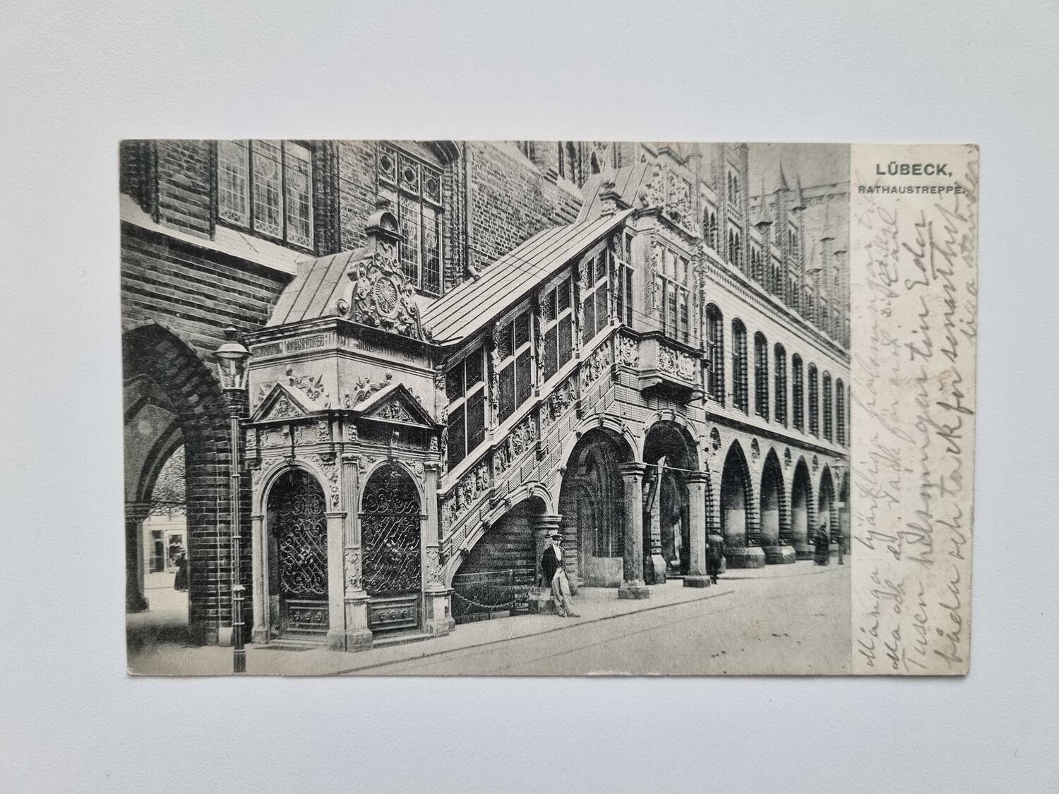 Vykort LÜBECK, RATHAUSTREPPE, 1908