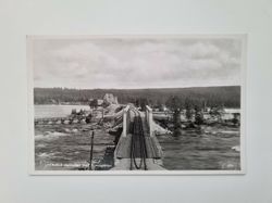 Vykort Lycksele Hällforsen med järnvägsbron