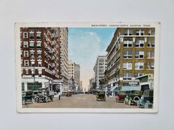 Vykort MAIN STREET, LOOKING NORTH, HOUSTON, TEXAS - 1927