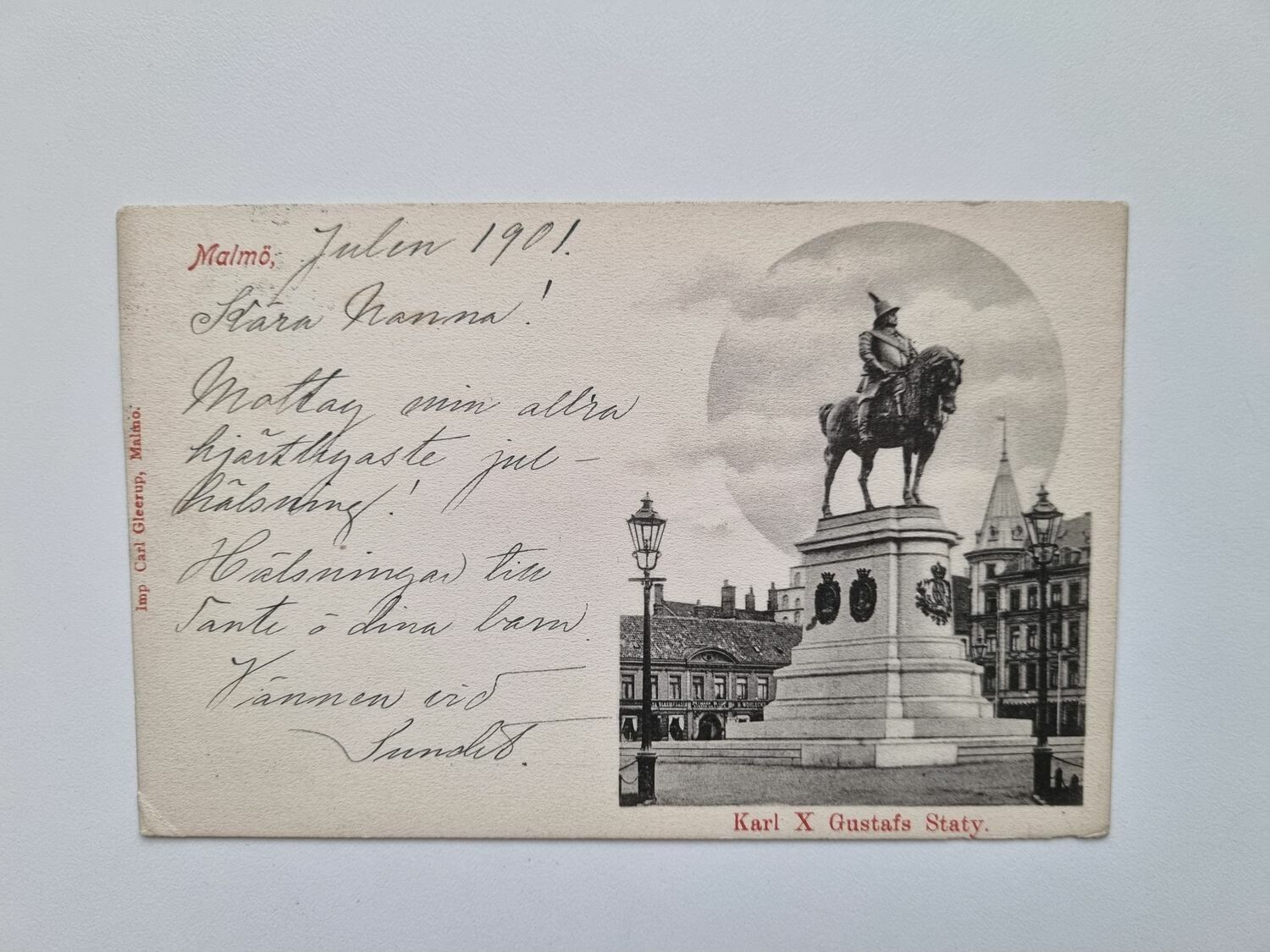 Vykort Malmö Karl X Gustafs Staty, 1901