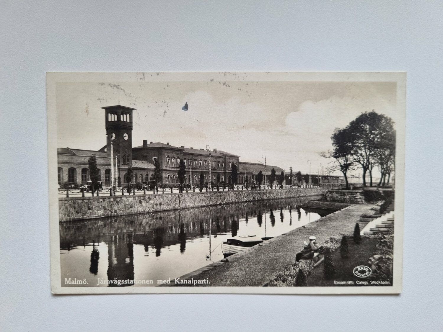 Vykort Malmö. Järnvägsstationen med Kanalparti.