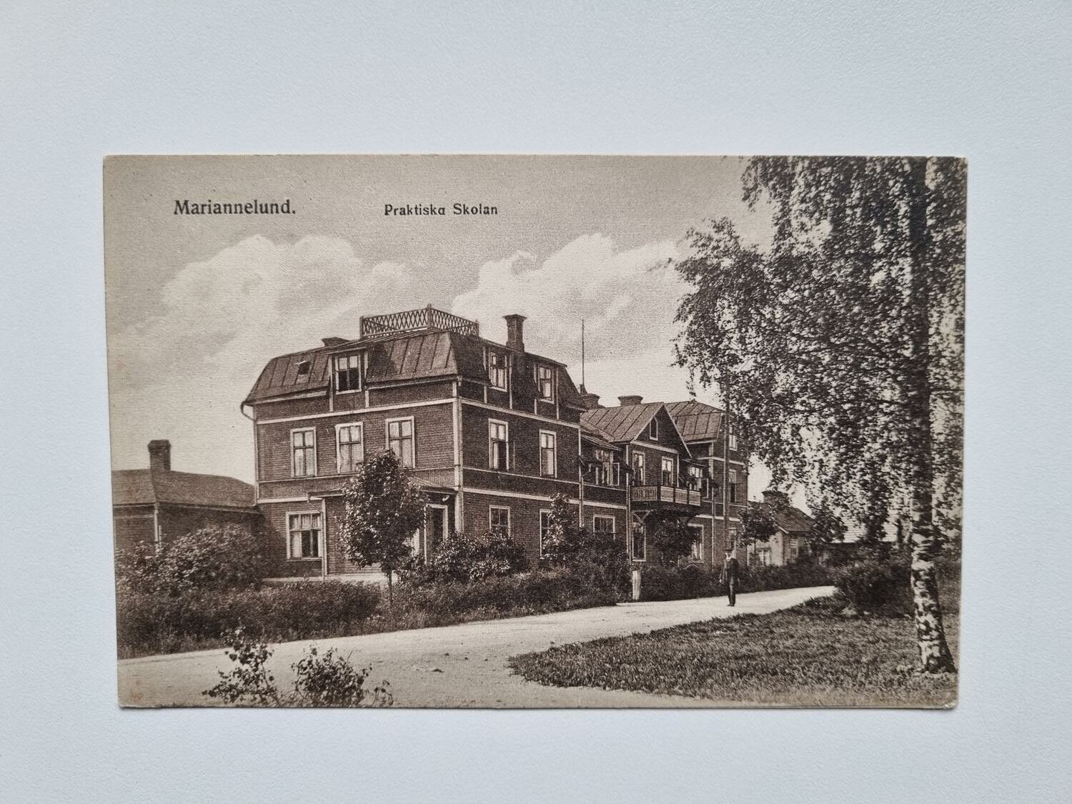 Vykort Mariannelund. Praktiska Skolan, 1917