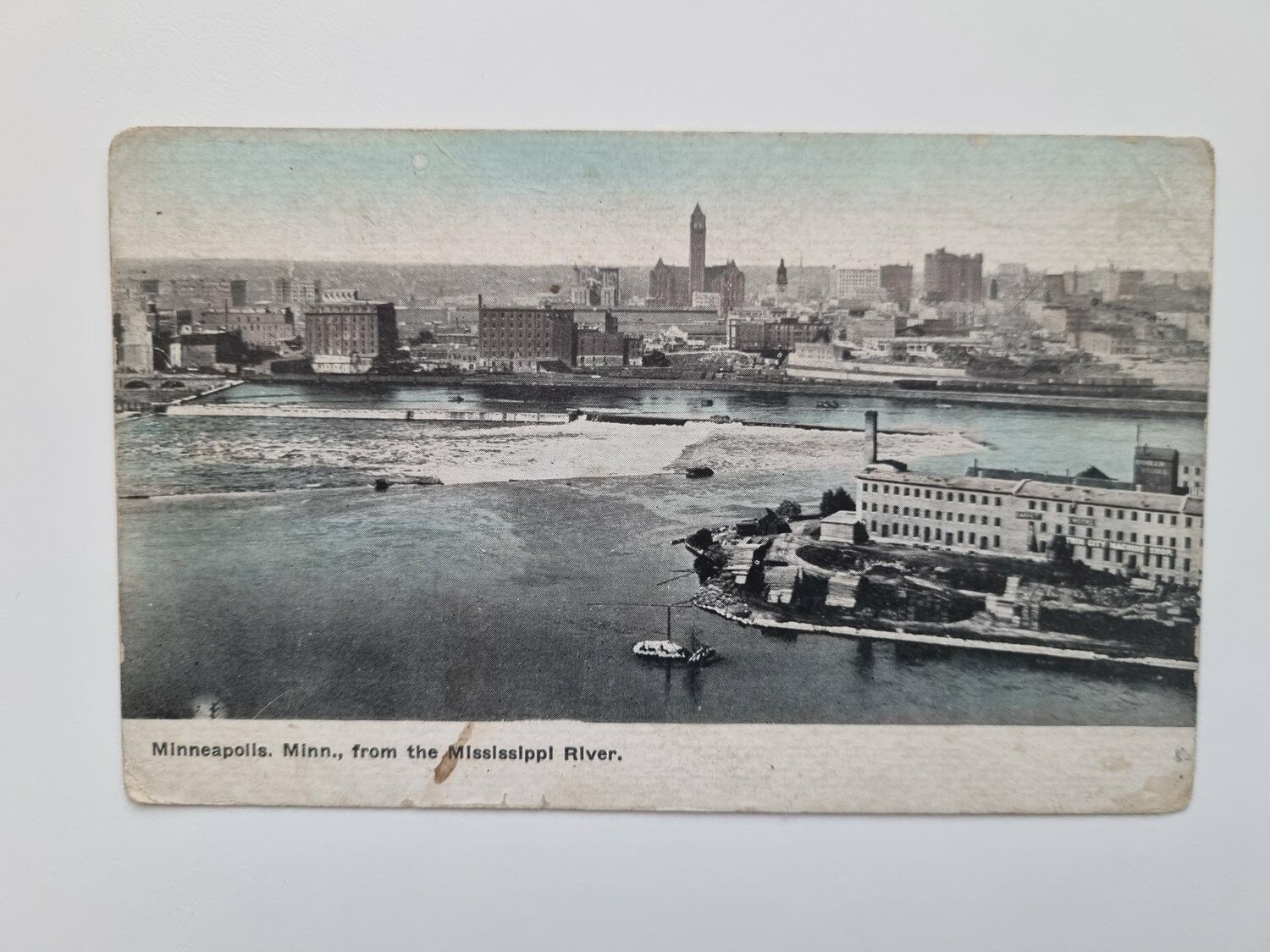 Vykort Minneapolis from the Mississippi River 1909