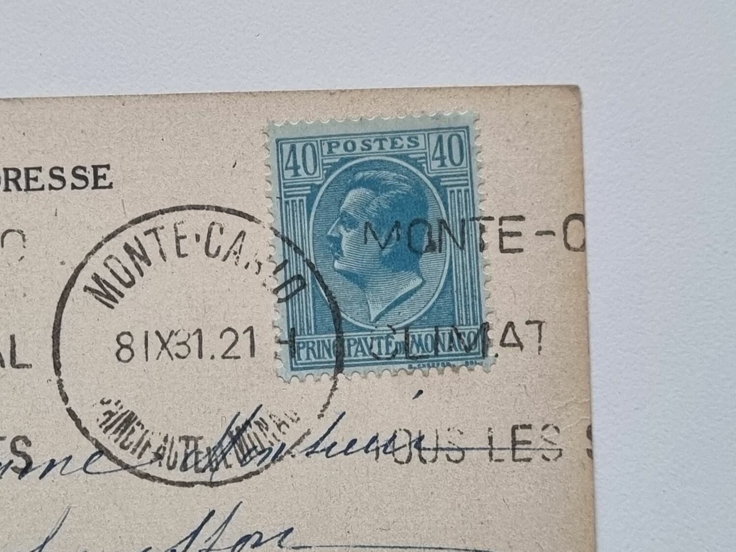 Vykort MONTE CARLO, 1931