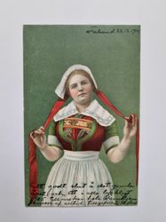 Vykort Norsk tjej i folkdräkt, 1904