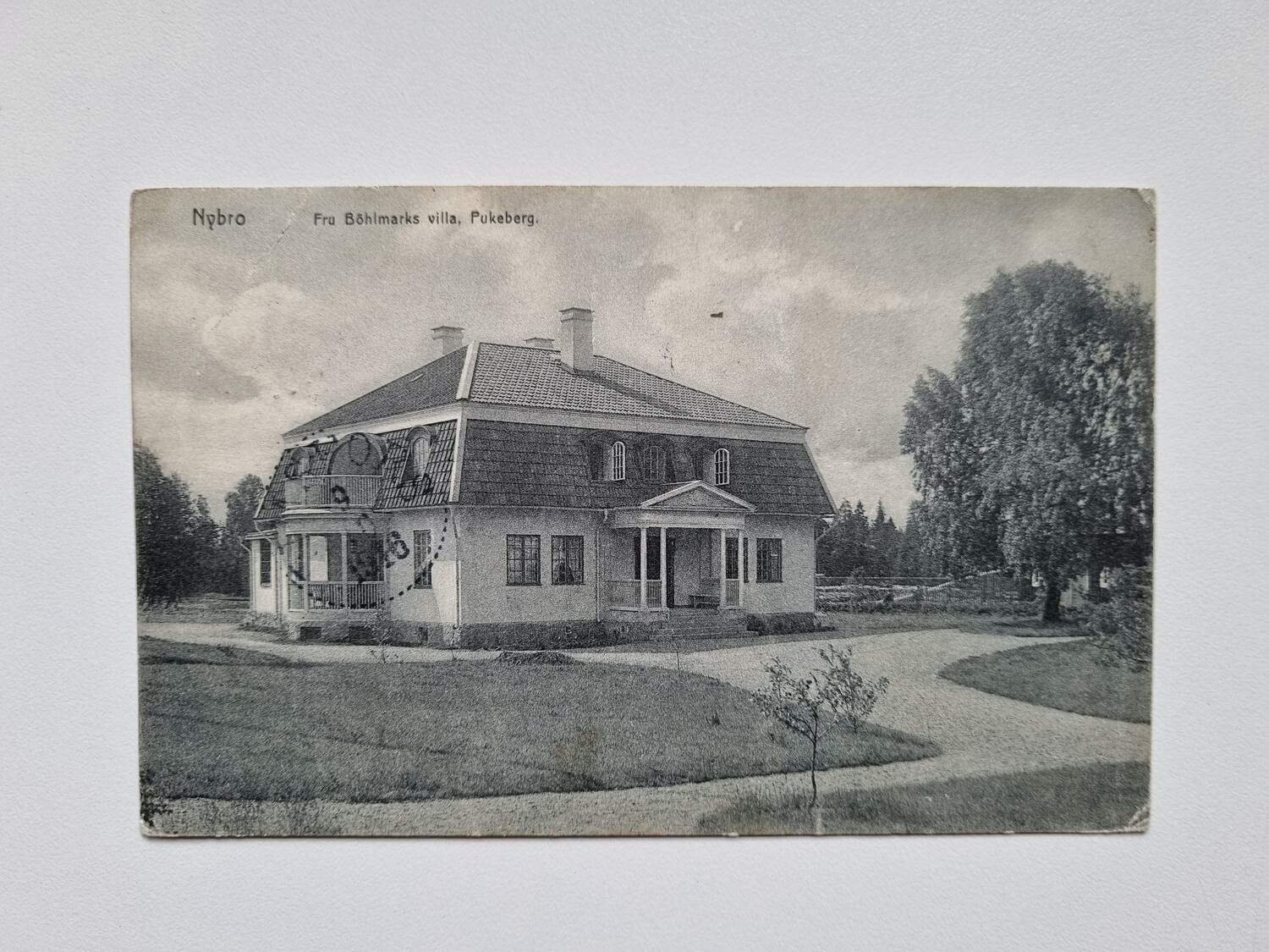Vykort Nybro Fru Böhlmarks villa, Pukeberg, 1918