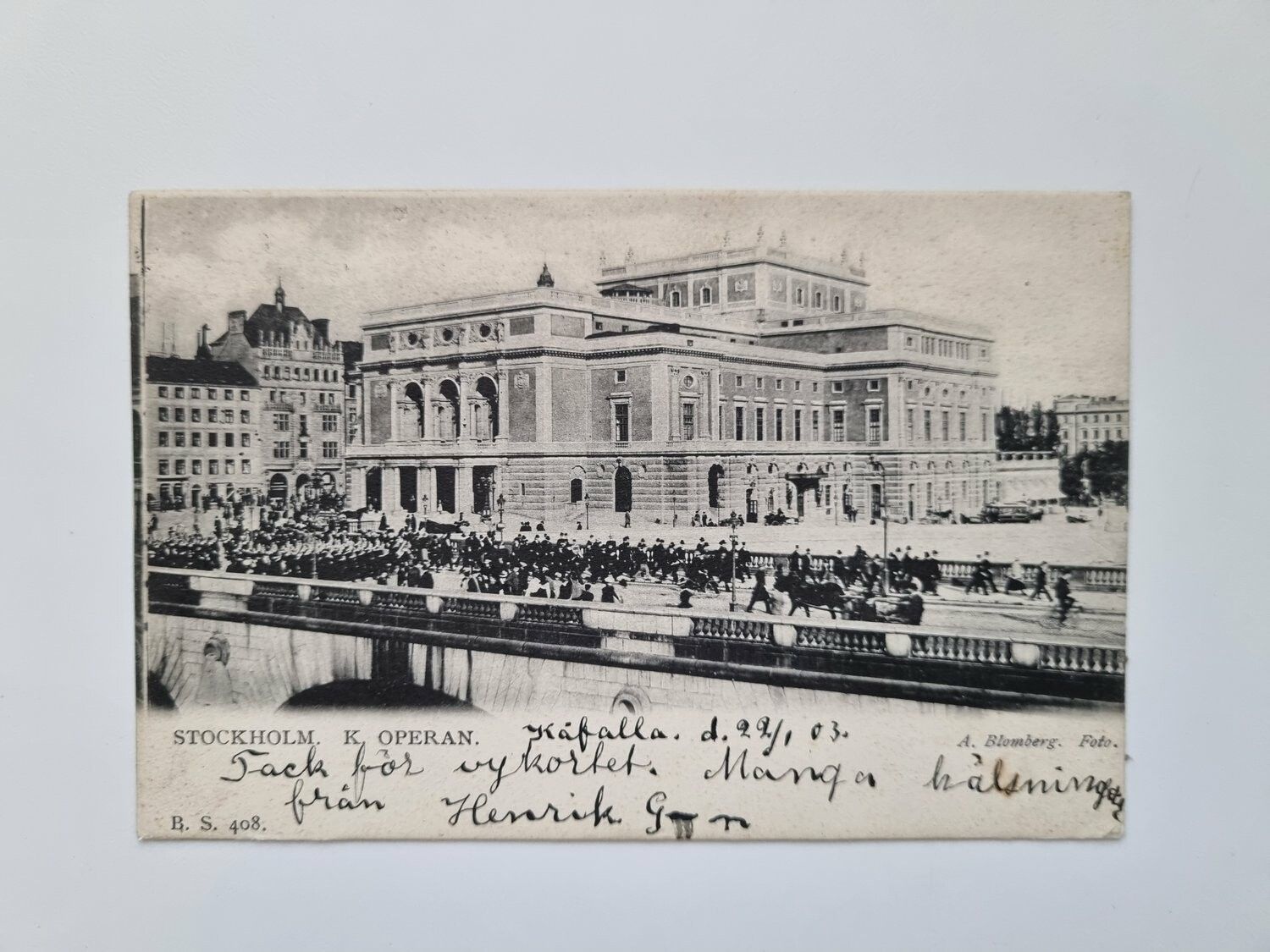 Vykort Parad utanför Kungliga Operan, Stockholm 1903