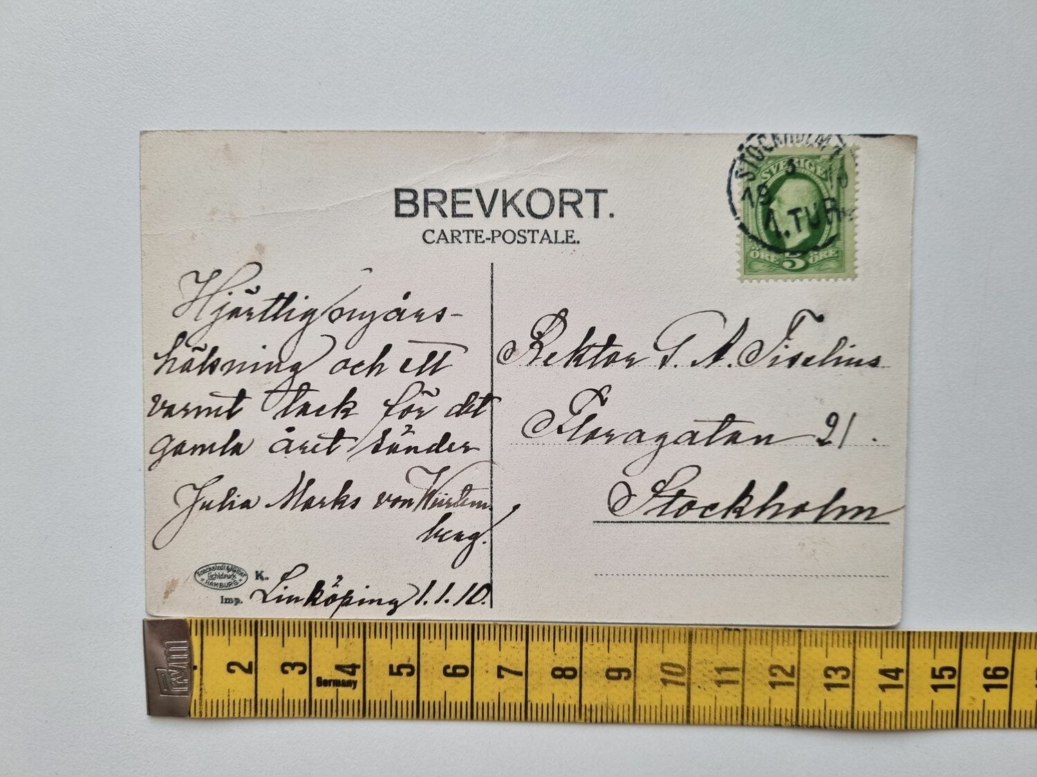 Vykort Parti af Linköping, 1910