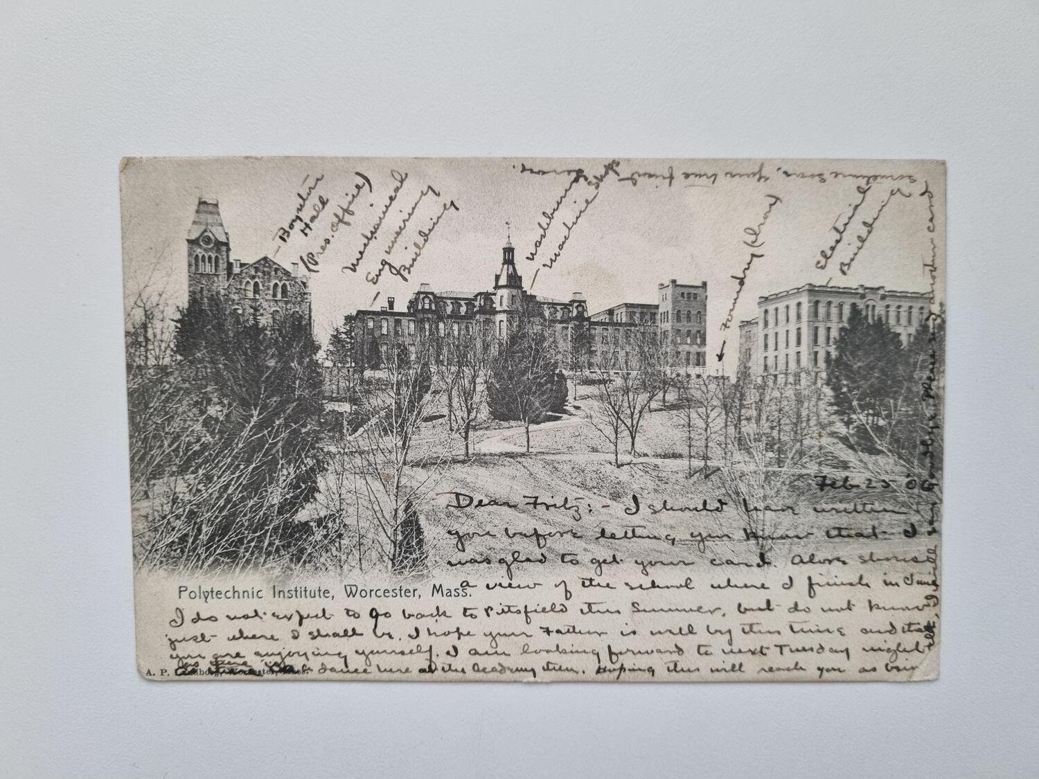 Vykort Polytechnic Institute, Worcester 1906