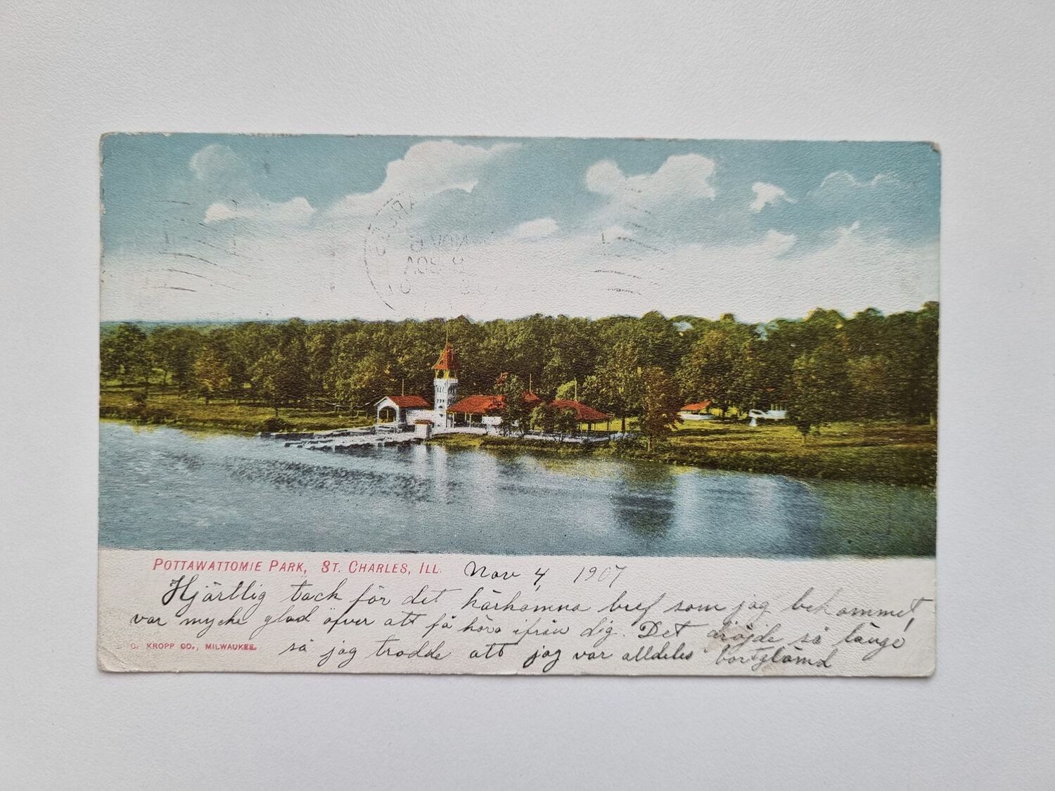 Vykort POTTAWATTOMIE PARK, ST. CHARLES, ILL, 1907