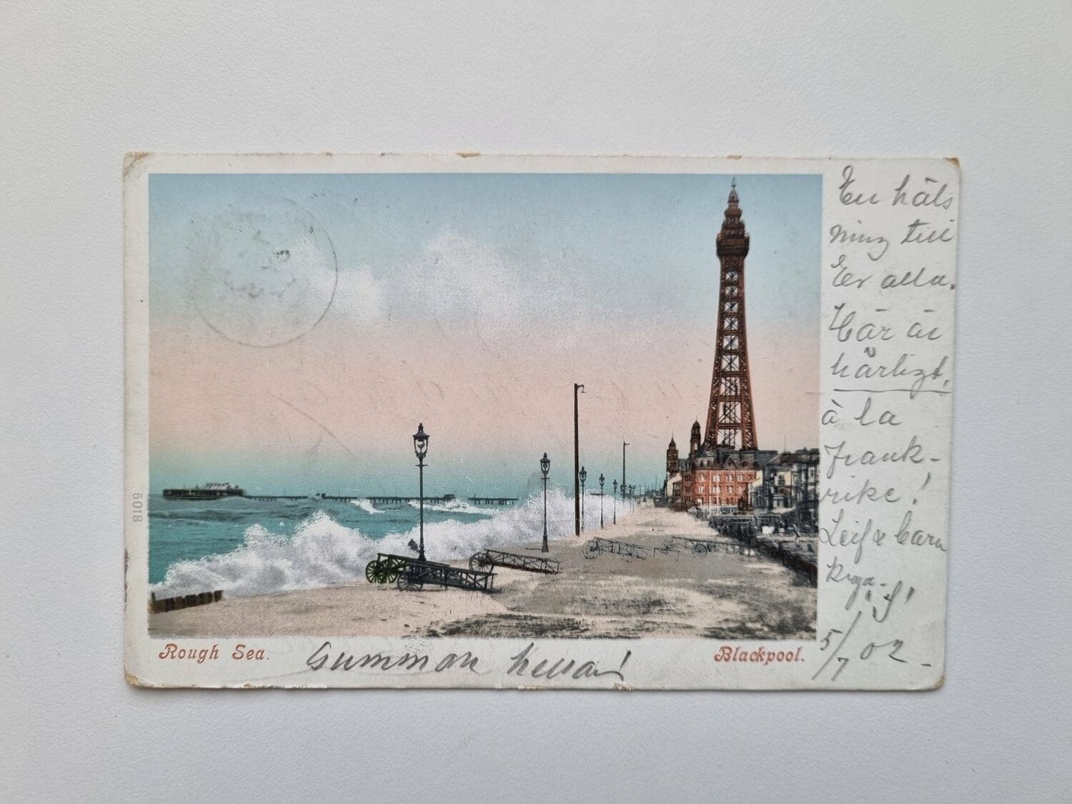 Vykort Rough Sea, Blackpool, 1902