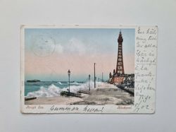 Vykort Rough Sea, Blackpool, 1902