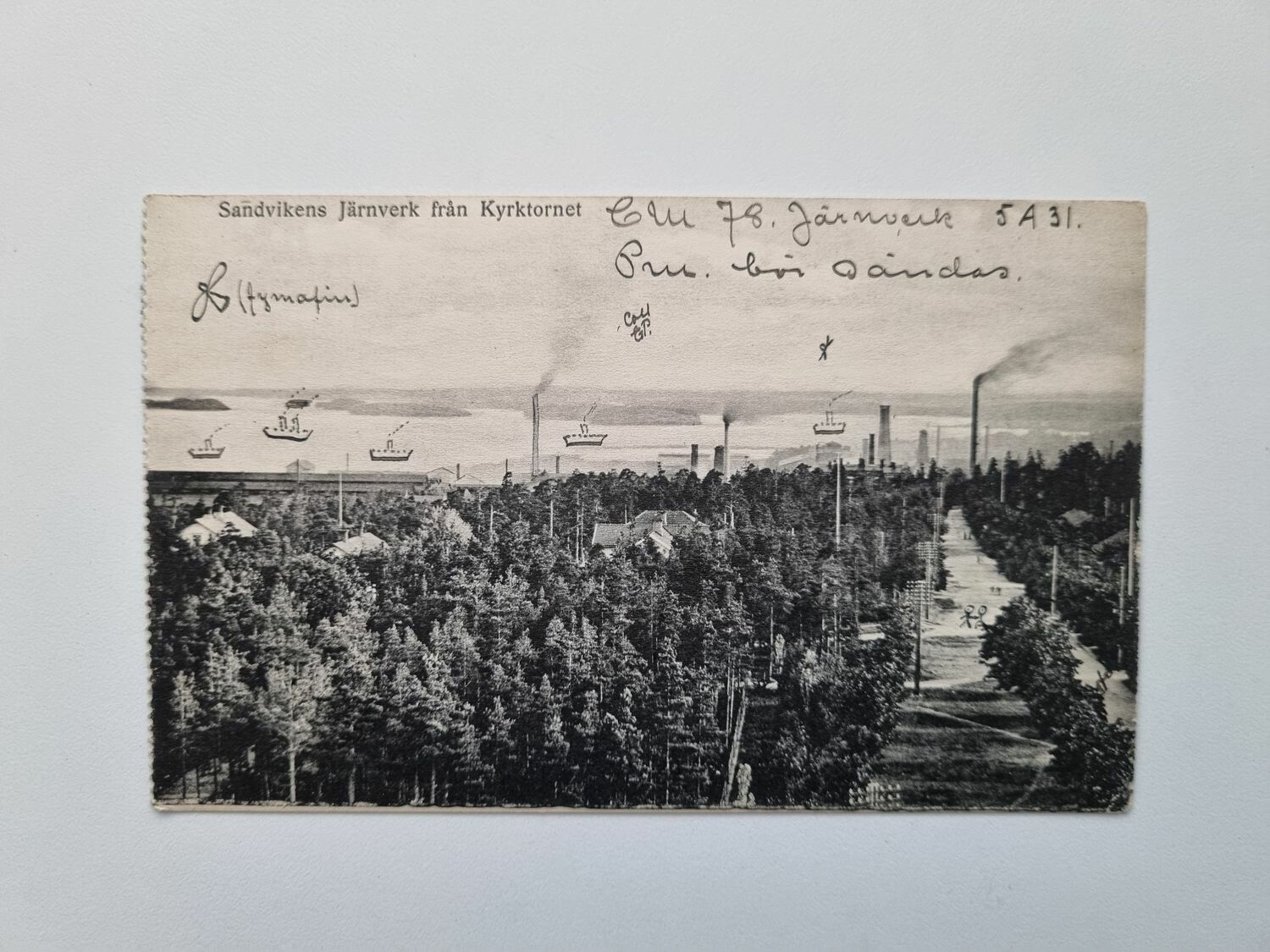 Vykort Sandvikens Järnverk från Kyrktornet