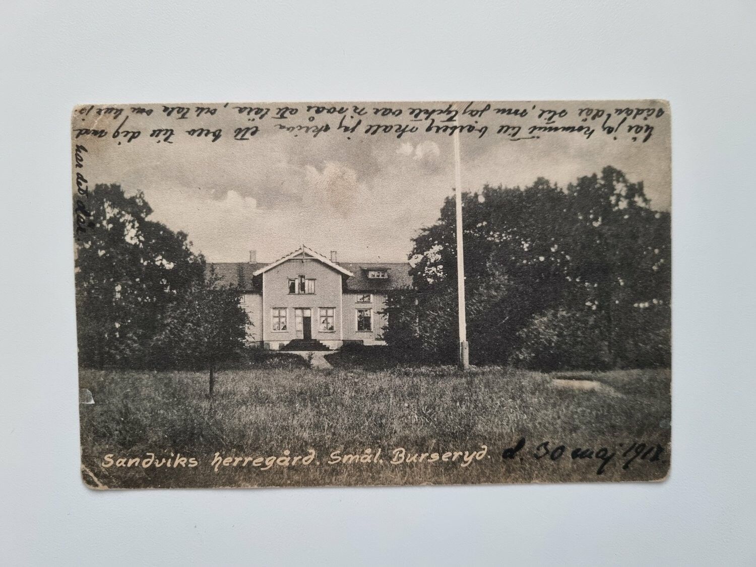 Vykort Sandviks herregård. Smål. Burseryd