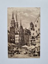 Vykort Schöner Brunnen, Nuremberg 1910