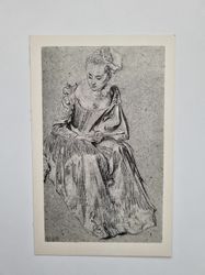 Vykort SEATED LADY WITH A FAN