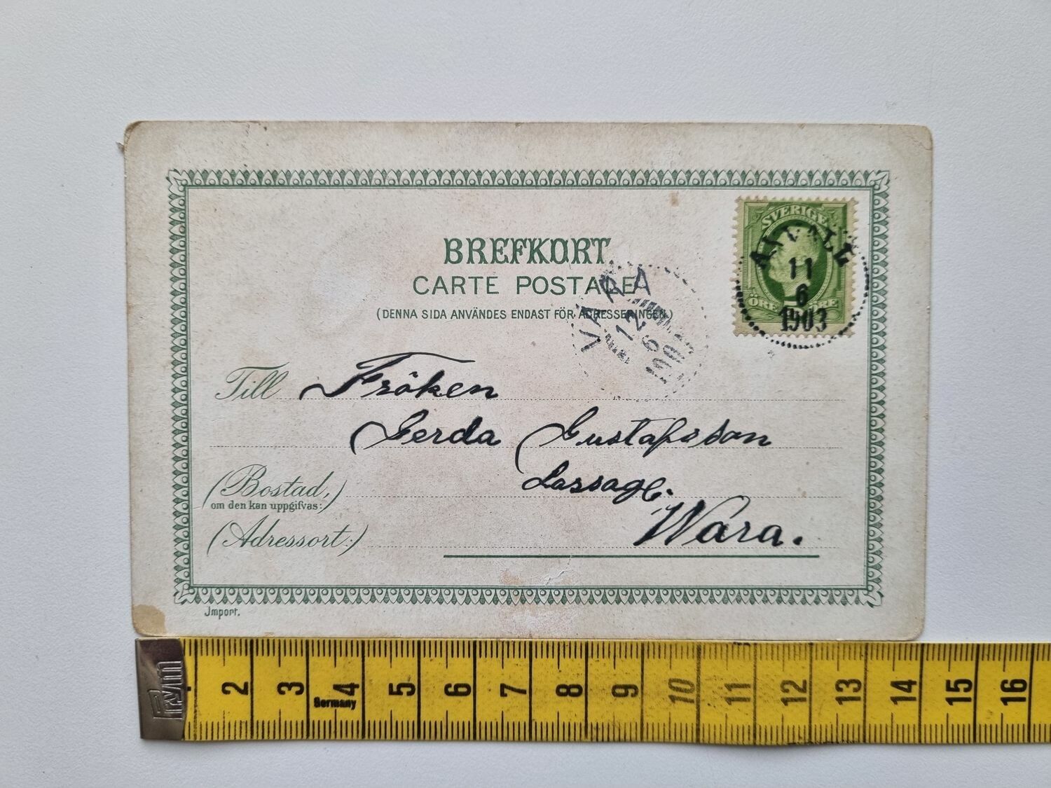 Vykort Skara Högre Allmänna Läroverket, 1903