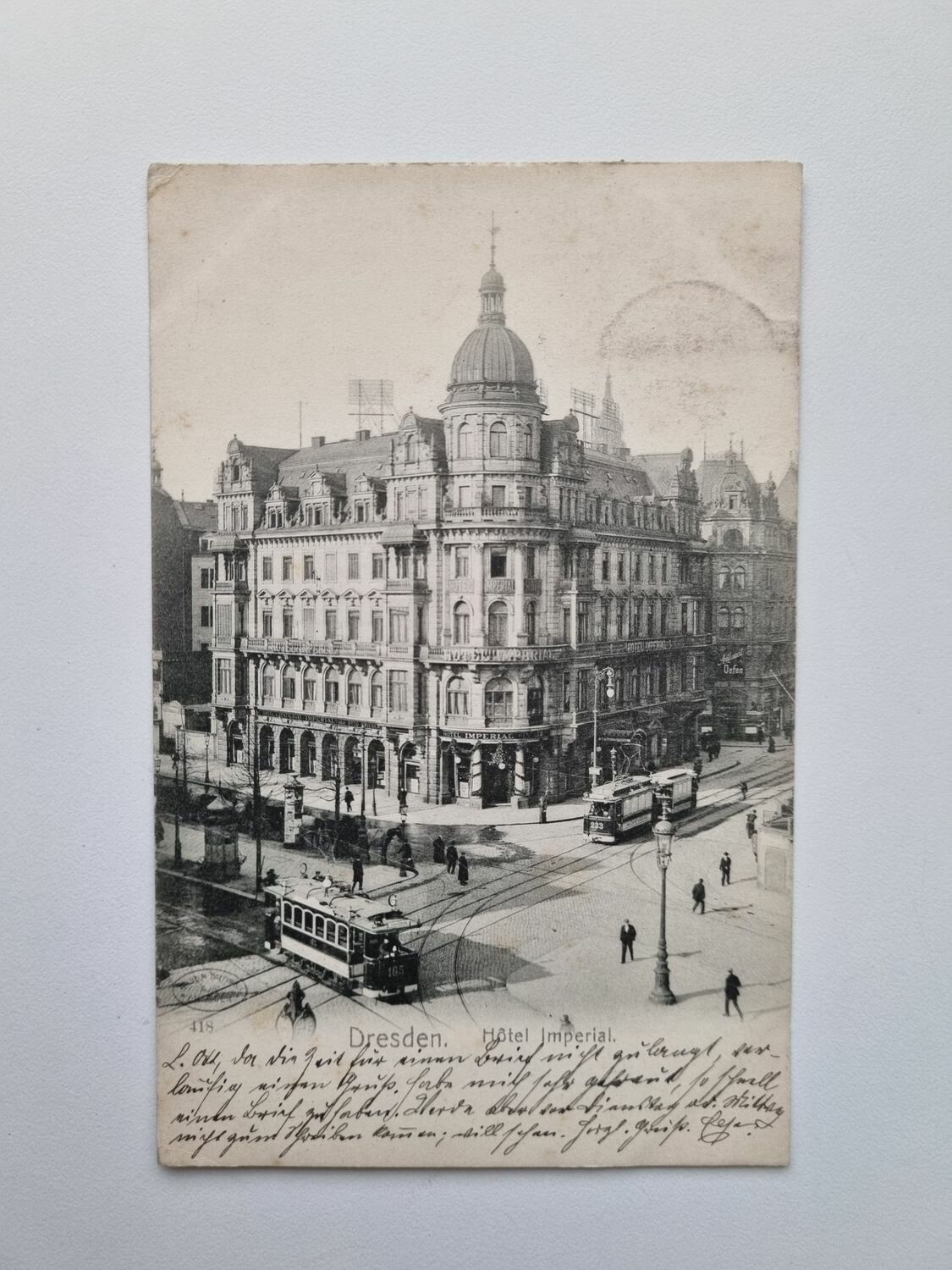 Vykort Dresden. Hotel Imperial, 1905