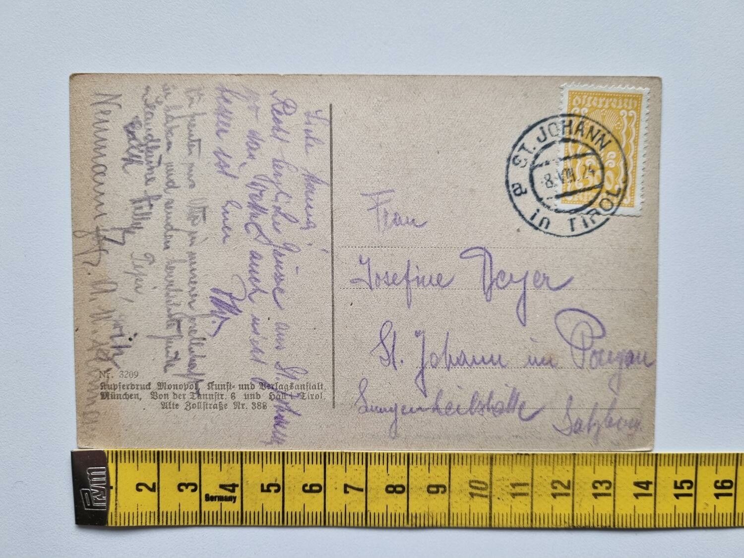 Vykort St. Johann in Tirol mit dem wilden Kaiser 1924