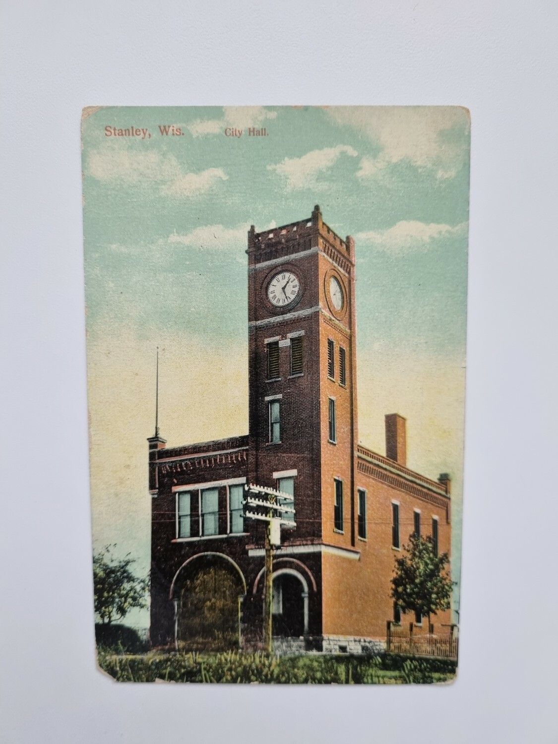 Vykort Stanley, Wis. City Hall 1912