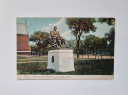 Vykort Statue of John Harvard, Cambridge, Mass., 1911