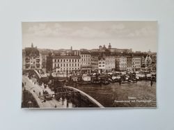 Vykort Stettin, Hansabrücke mit Fischdrewel