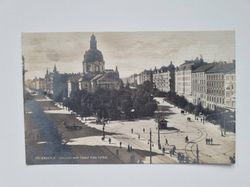 Vykort Stockholm Odenplan med Gustaf Vasa Kyrkan 1921