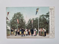 Vykort Stockholm Skansen 1902, Folkfest med dans och musik