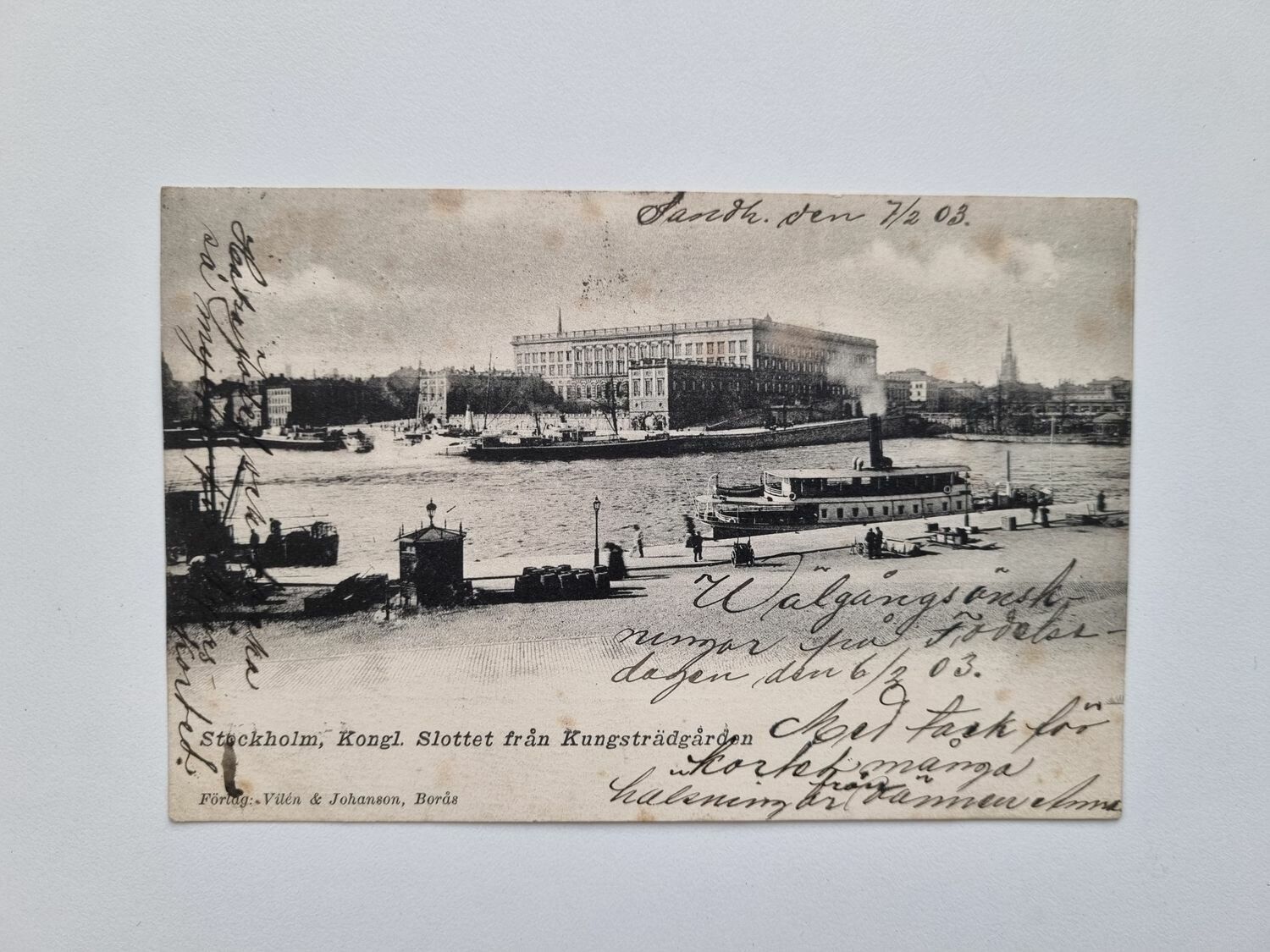 Vykort Stockholm, Kongl. Slottet från Kungsträdgården, 1903