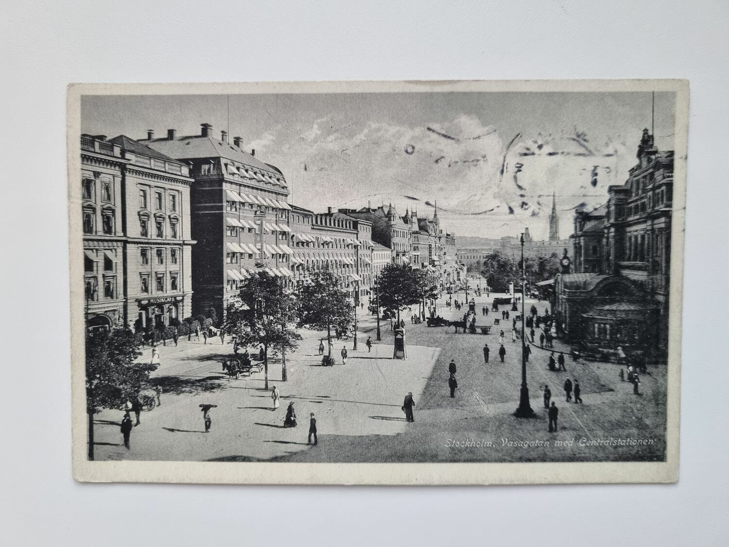 Vykort Stockholm Vasagatan med centralstationen 1927