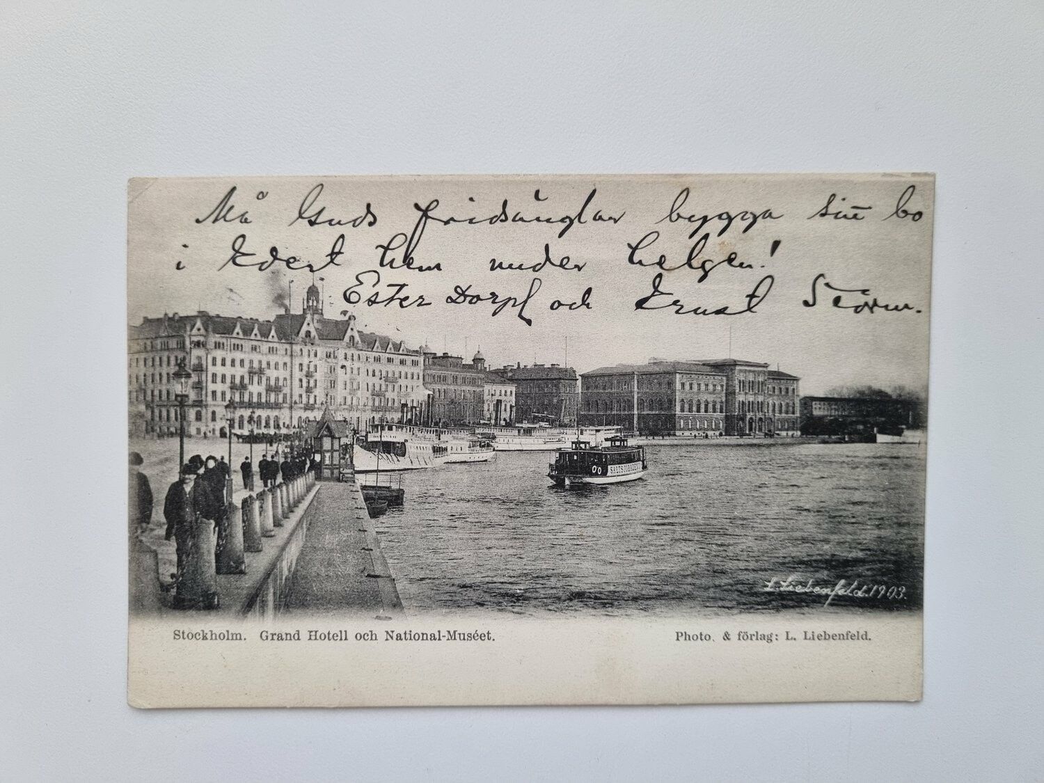Vykort Stockholm. Grand Hotell och National-Muséet, 1904
