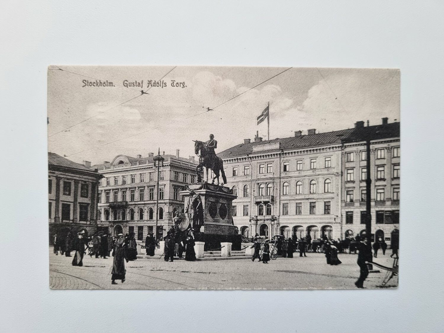 Vykort Stockholm. Gustaf Adolfs Torg 1917