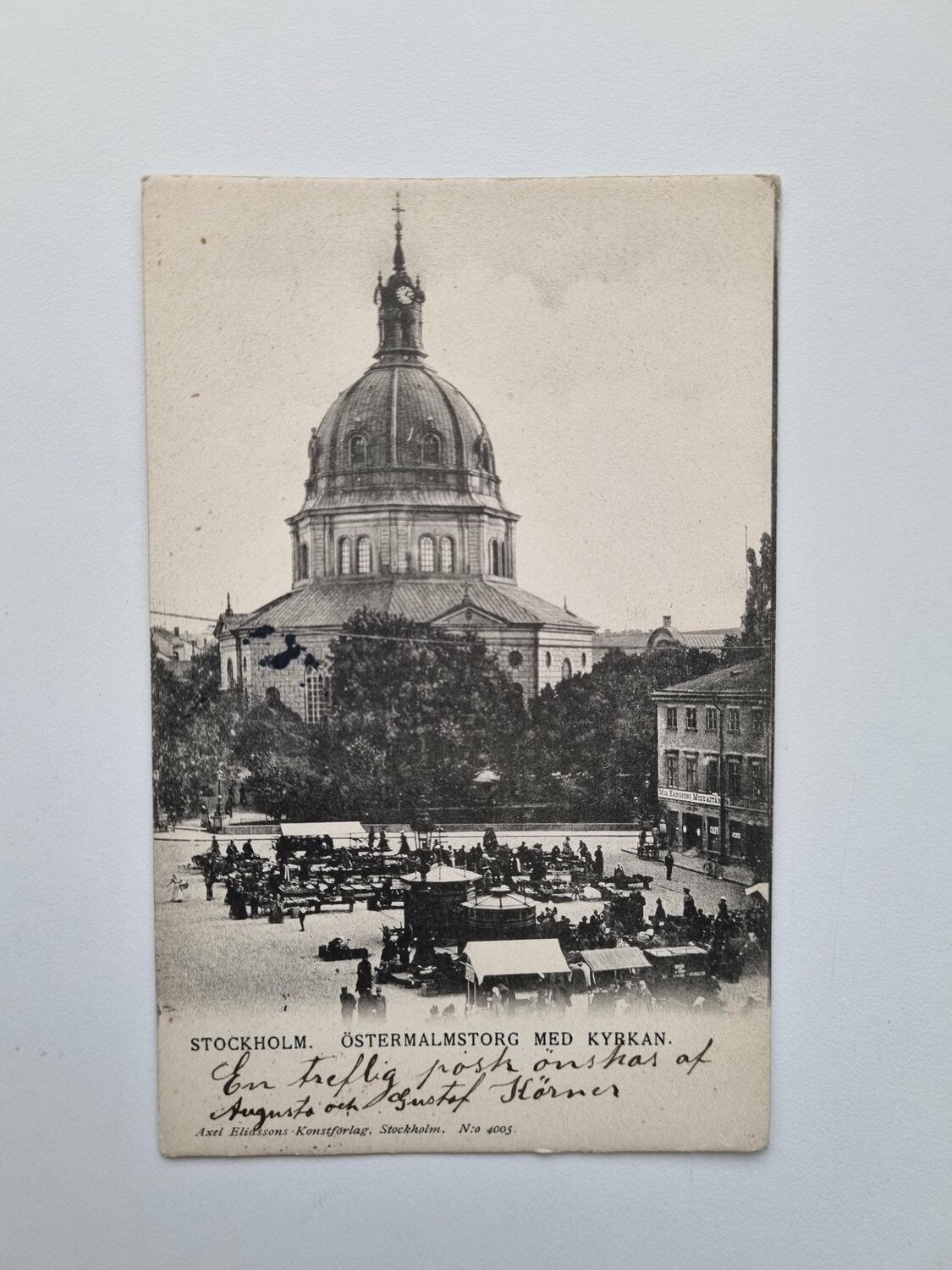 Vykort STOCKHOLM. ÖSTERMALMSTORG MED KYRKAN, 1902