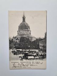 Vykort STOCKHOLM. ÖSTERMALMSTORG MED KYRKAN, 1902