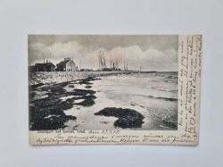 Vykort Strandparti med hamnen, Ystad, 1905