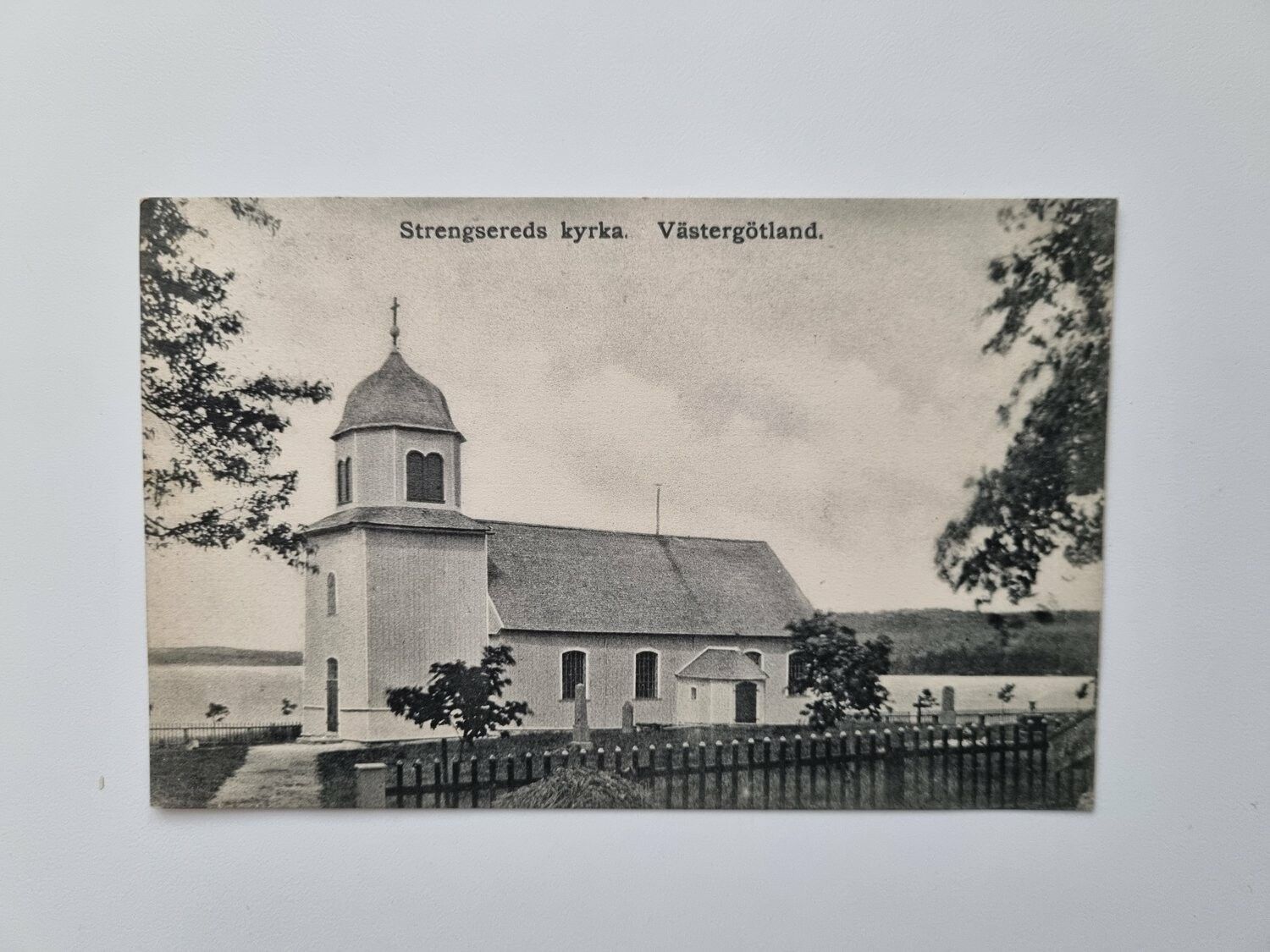 Vykort Strengsereds kyrka. Västergötland