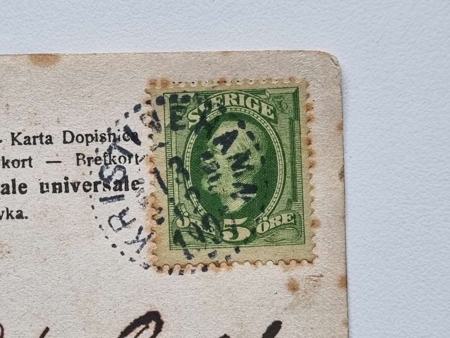 Vykort stämplad 1907