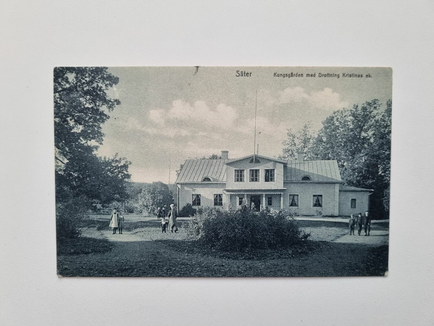 Vykort Säter Kungsgården med Drottning Kristinas ek. 1914?