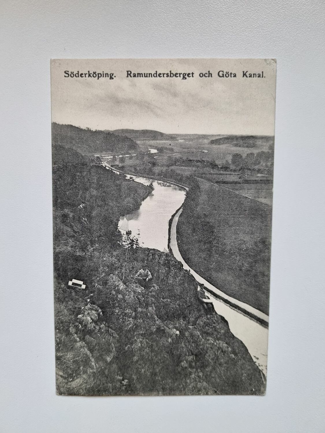 Vykort Söderköping. Ramundersberget och Göta Kanal, 1908