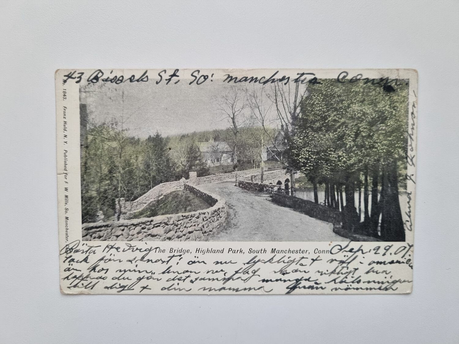Vykort The Bridge, Highland Park, South Manchester, Conn