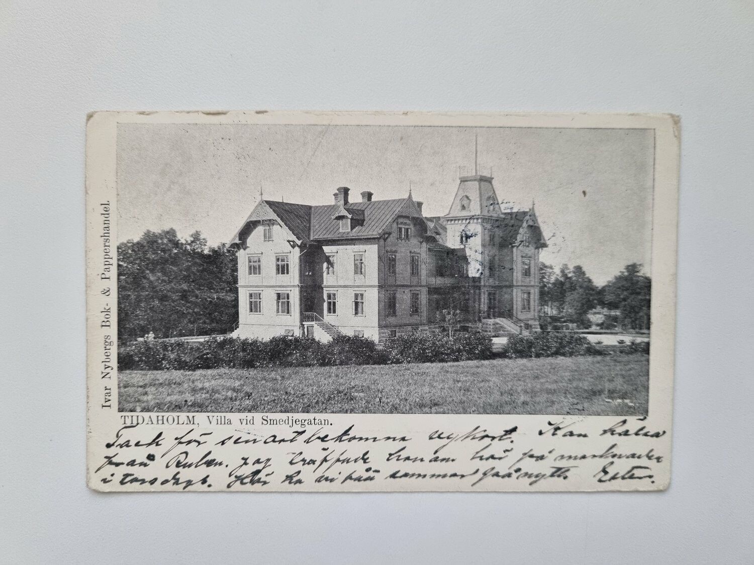 Vykort Tidaholm. Villa vid Smedjegatan, 1901