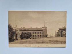 Vykort Tingshuset och Järnvägsstationen Hörby