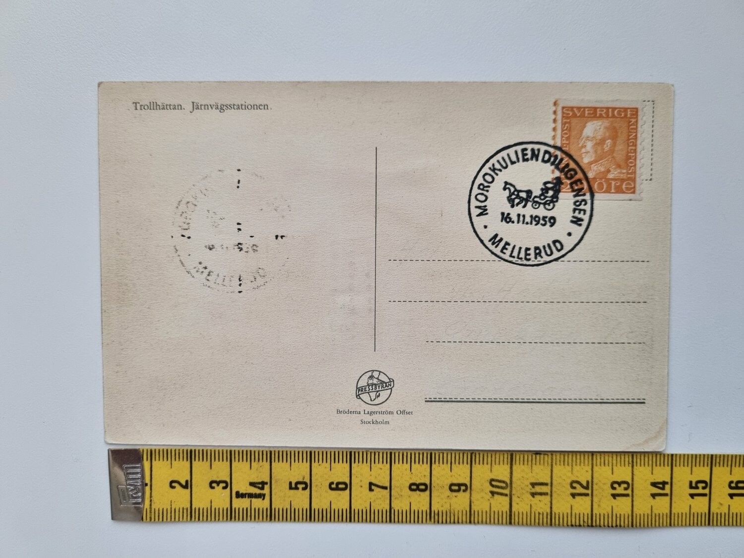 Vykort Trollhättan Järnvägsstation 1959