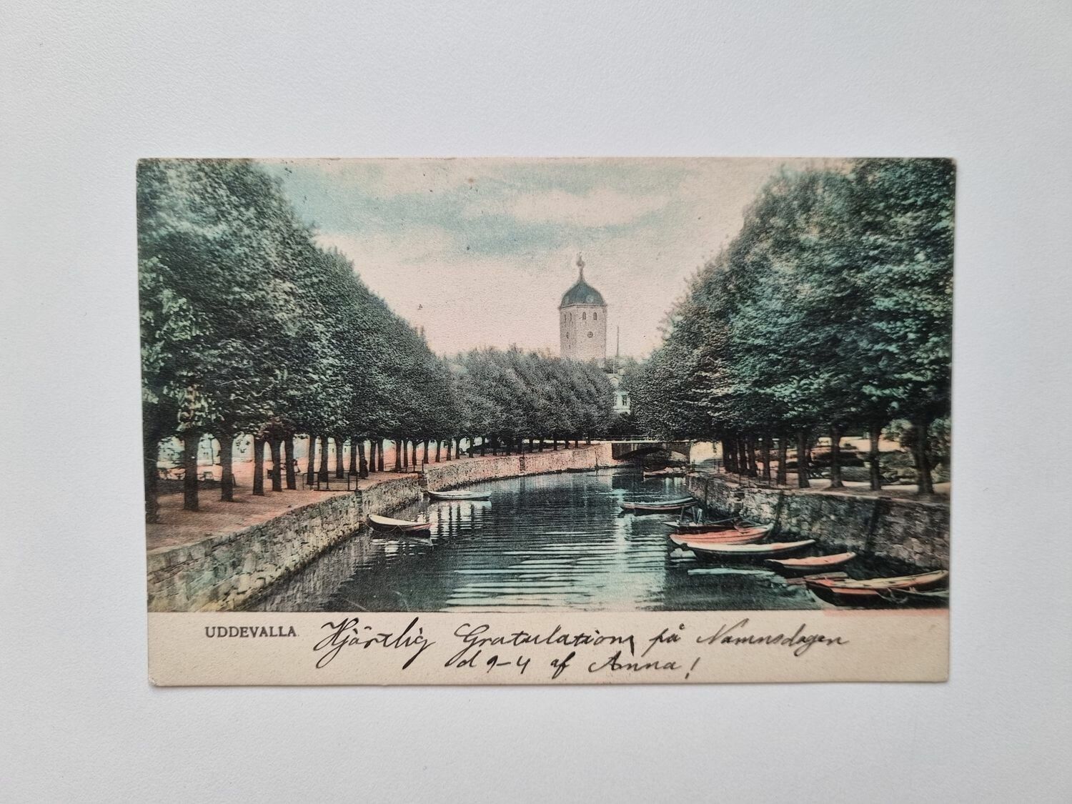 Vykort UDDEVALLA, Bäveån, 1905
