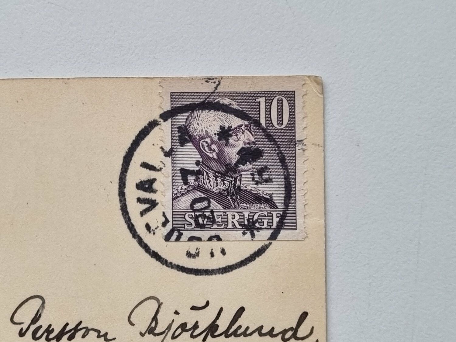 Vykort Uddevalla. Utsikt över Margaretaparken, 1944