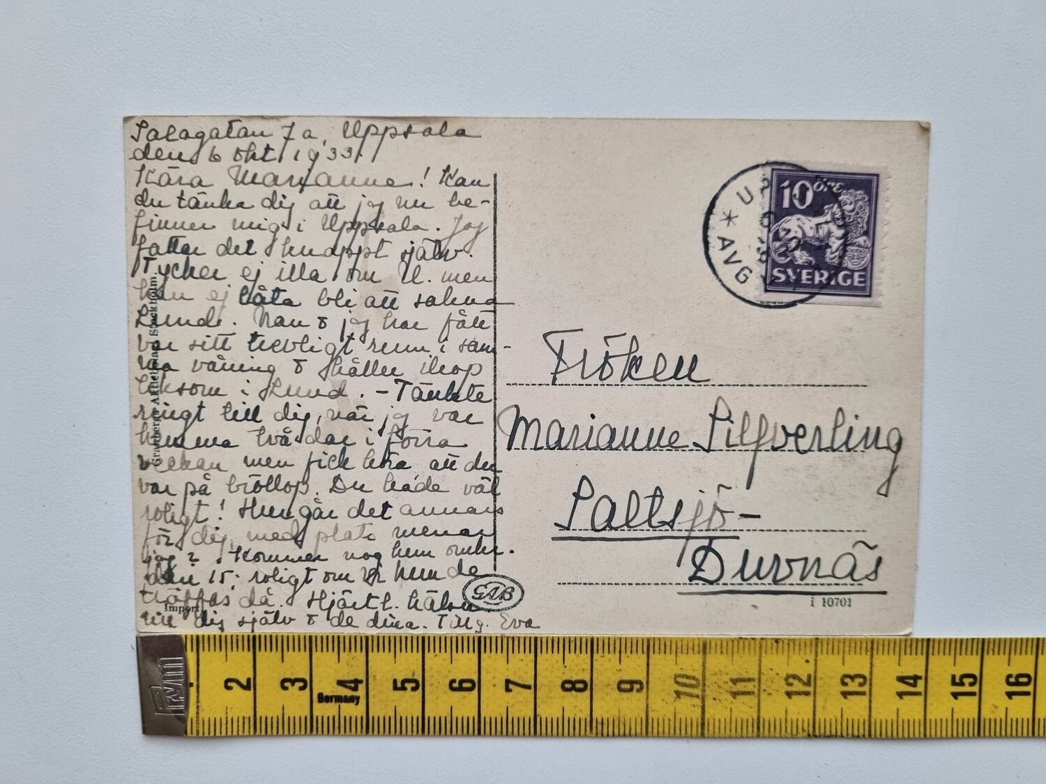 Vykort Uppsala Carolina Rediviva 1933