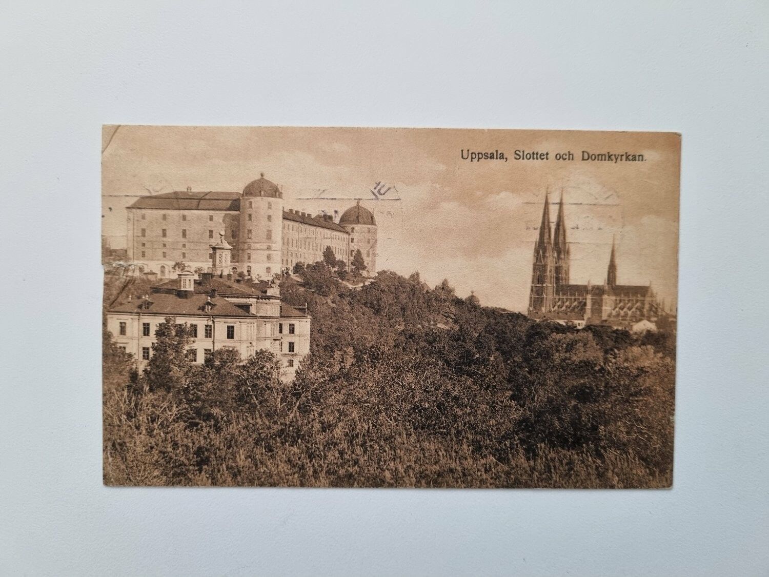 Vykort Uppsala, Slottet och Domkyrkan, 1922