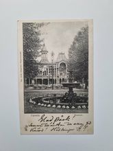 Vykort Uppsala Flustret samt fontänen i Stadsträdgården
